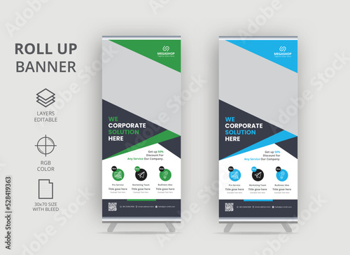 Roll up banner design template, vertical, pull-up design, modern x-banner,x-stand, exhibition display, Retractable banner stand