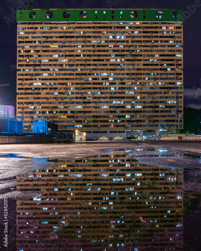 Canvas Print People's Park Complex at night at Chinatown, Singapore.