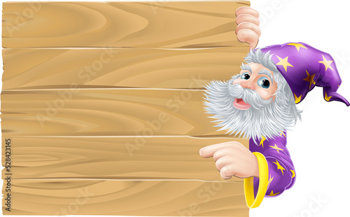 Cartoon wizard pointing sig...