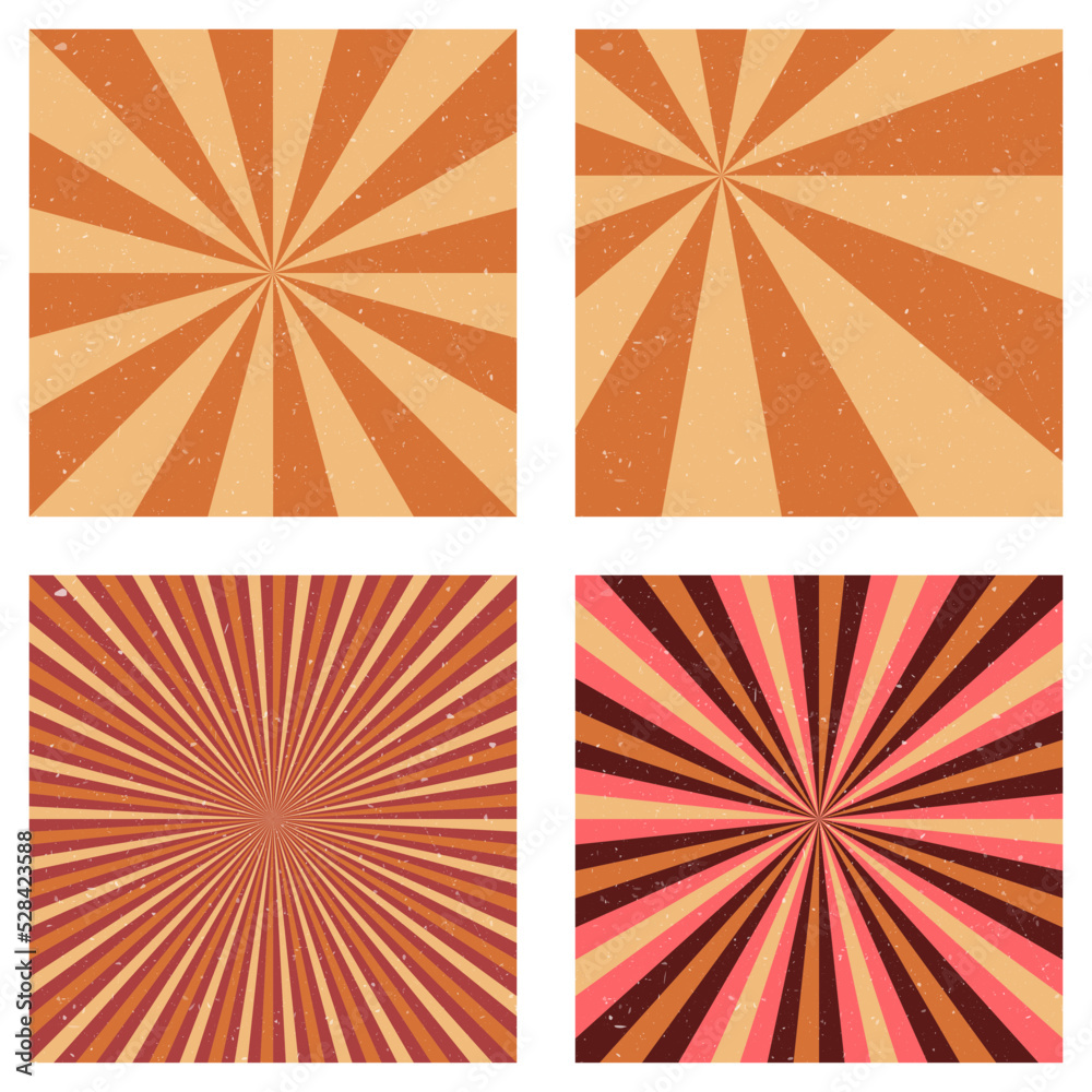 Astonishing vintage backgrounds. Abstract sunburst covers with radial rays. Elegant vector illustration.