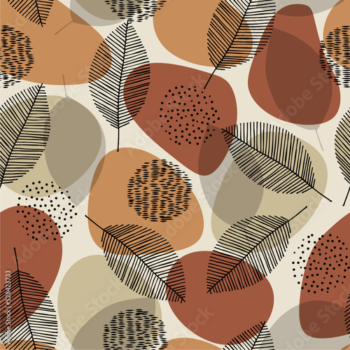 Autumn seamless pattern with leaf, autumn leaf background. Abstract leaf texture. Cute backdrop. Leaf fall. 