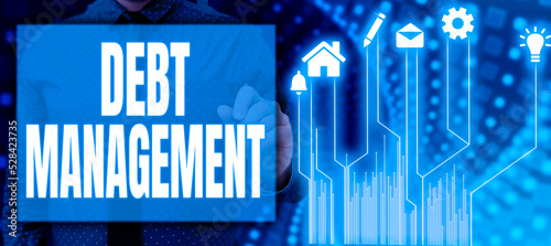 Fotografia Text caption presenting Debt ManagementThe formal agreement between a debtor and a creditor