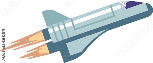 Spaceship icon. Rocket flight. Cartoon futuristic spacecraft