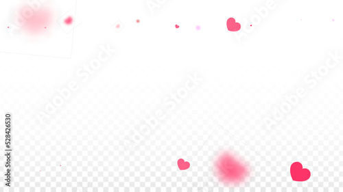 Hearts Confetti Falling Background. St. Valentine's Day pattern. Romantic Scattered Hearts Design Element. Love. Sweet Moment. Gift. Cute Element of Design for Sales or Celebration.