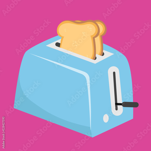 Toaster with ready bread, illustration, vector