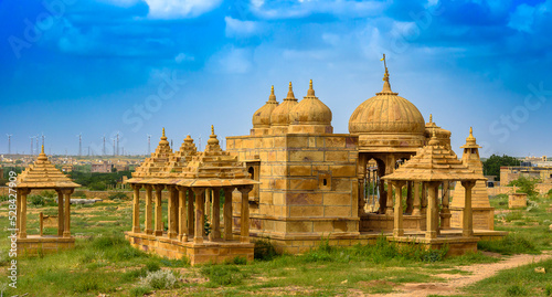 Ancient Cenotaphs at Vyas Chhatri. Rajasthani-style sandstone cenotaph of the sage Vyas, who wrote the Mahabharata epic.
