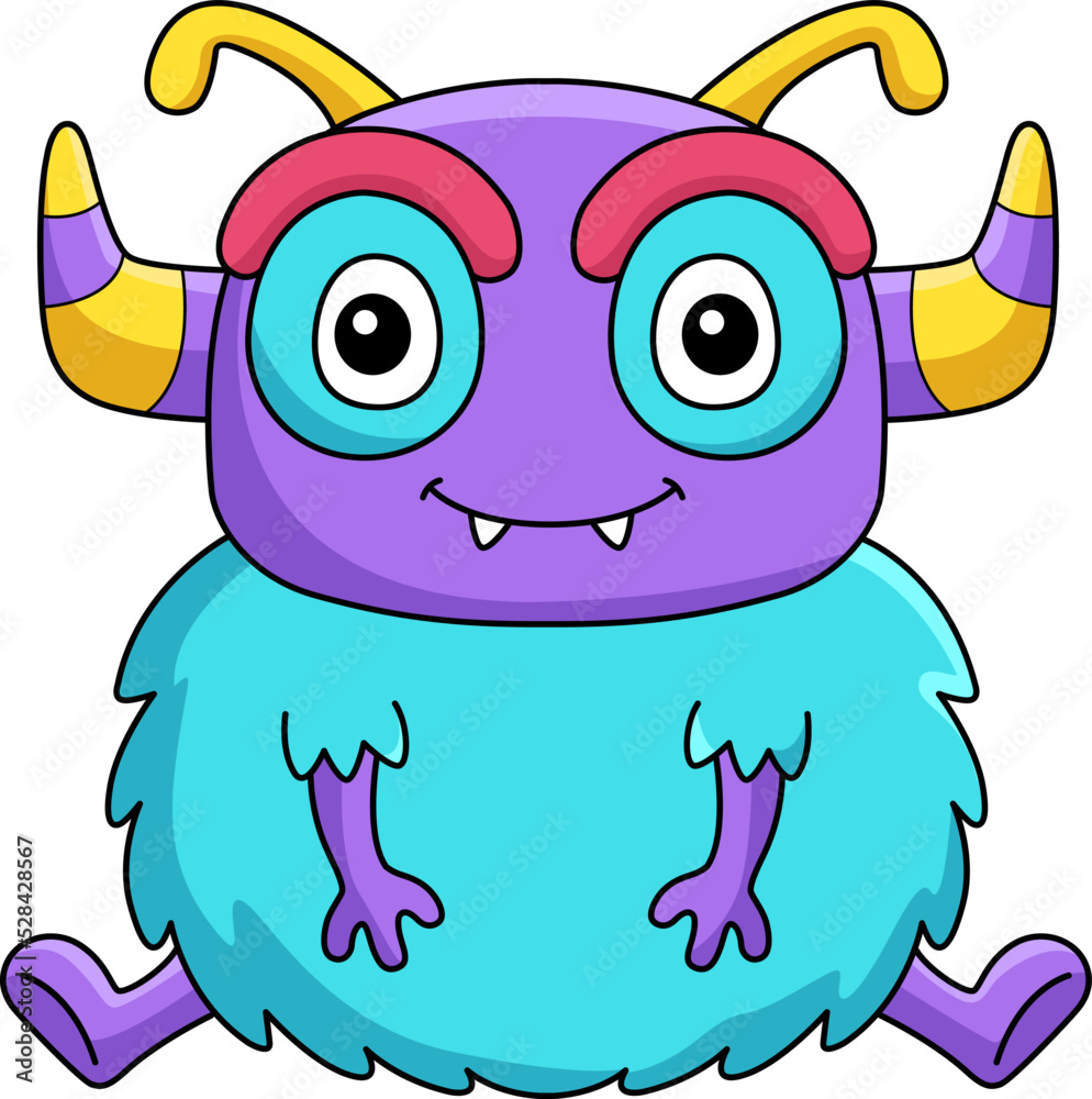 Sitting Monster Cartoon Colored Clipart 