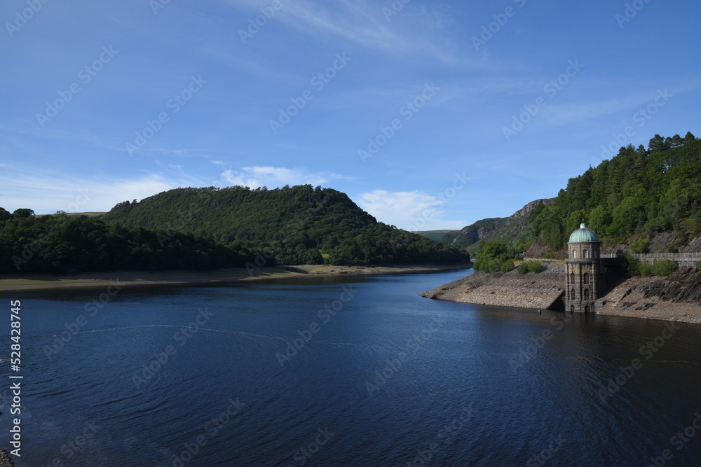 the reservoir at elan valley during the 2022 drought 