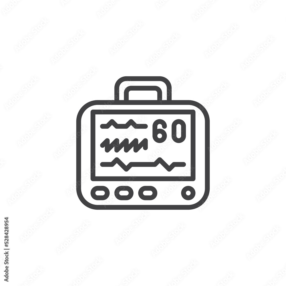 Heart rate monitor with diagram line icon