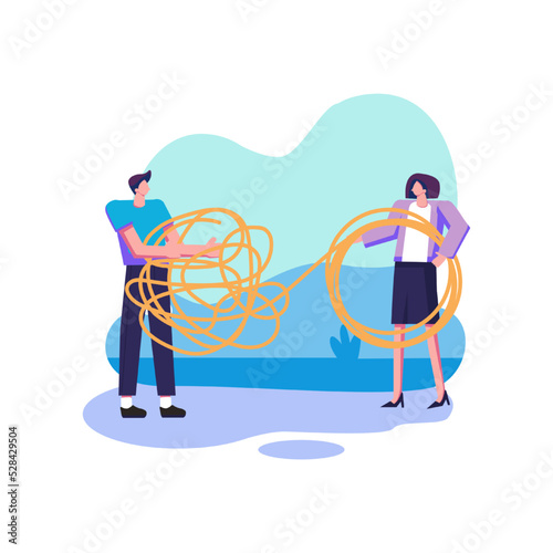 angle tangled and unraveled abstract metaphor business problem solving concept