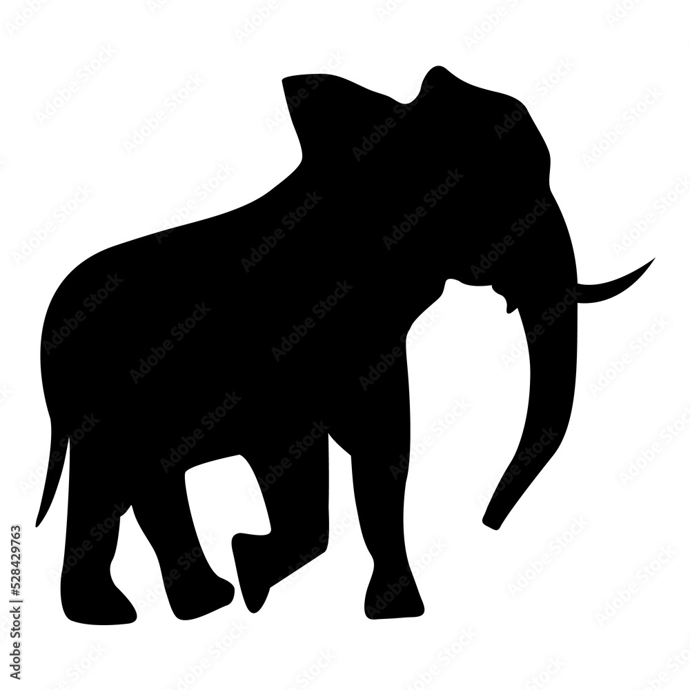 Silueta de elefante caminando aislado Stock Illustration | Adobe Stock