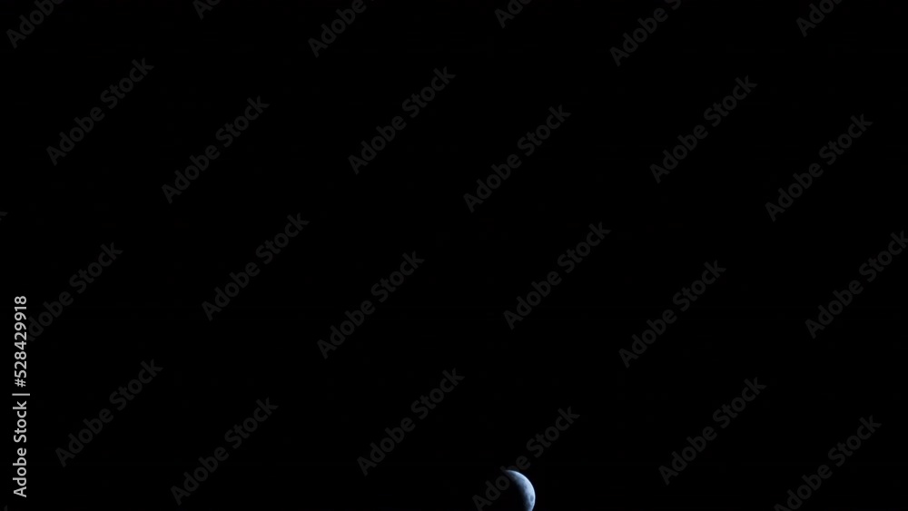 Lockdown Shot Of Crescent Moon Moving In Dark Sky At Night - Los Angeles, California Lockdown Shot Of Crescent Moon Moving In Dark Sky At Night - Los Angeles, California