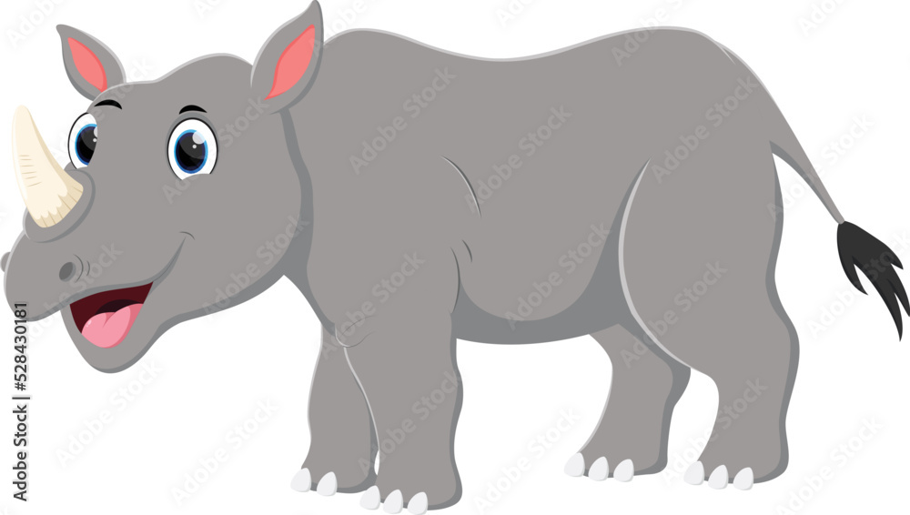 Cute rhino cartoon isolated on white background