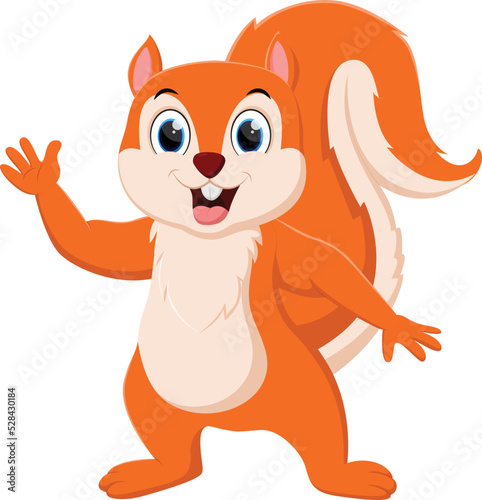 Cute squirrel cartoon waving hand 