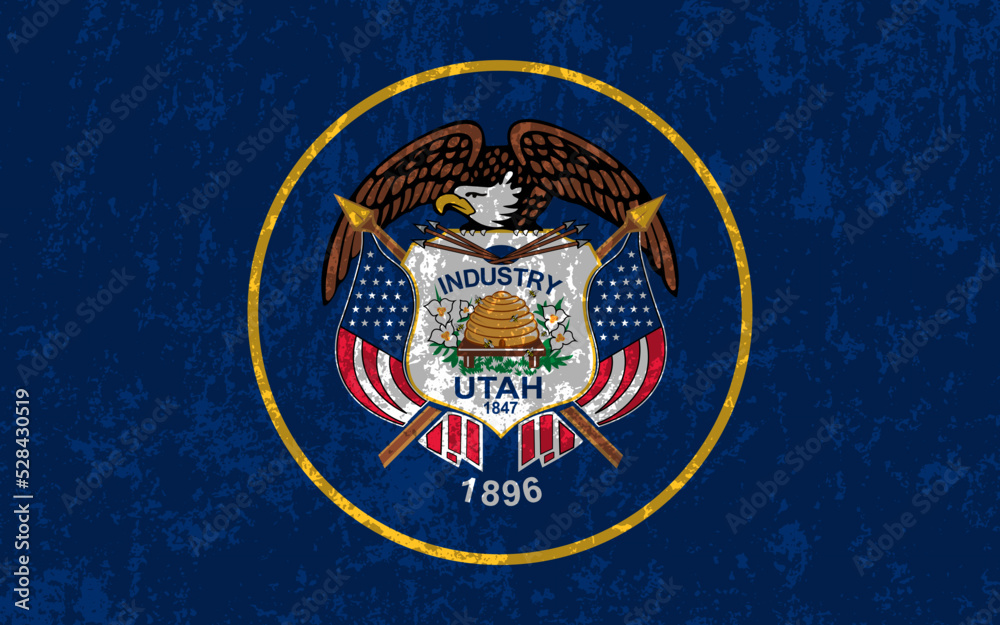 Fototapeta premium Utah state grunge flag. Vector illustration.