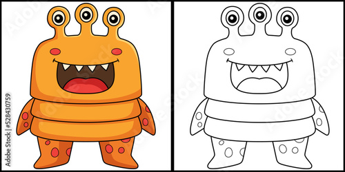 Monster Three Eyed Coloring Page Illustration