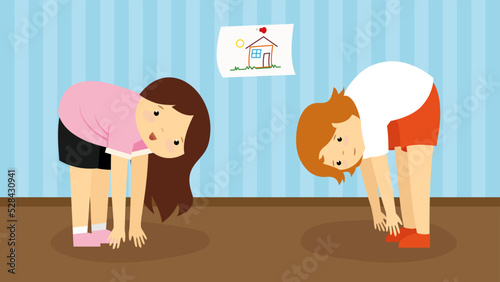 children do exercises in the room
