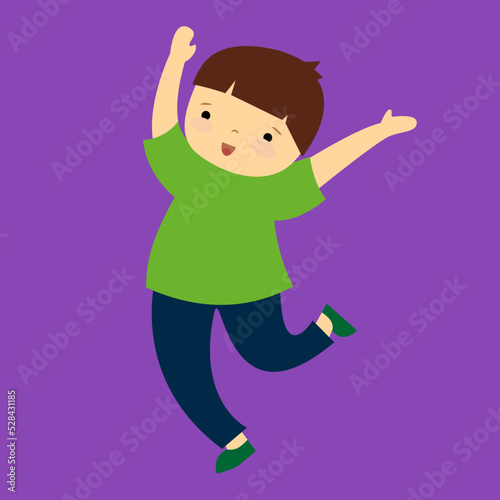 boy in a green t-shirt doing exercises