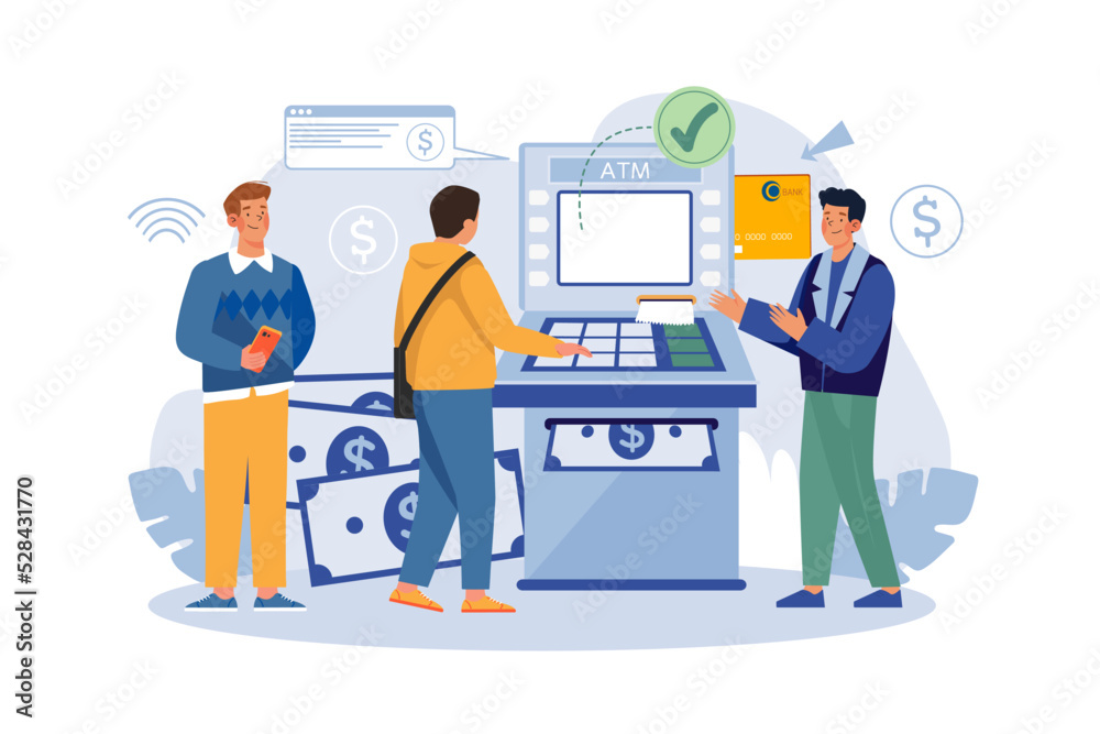 Consultant near Automated Teller Machine for Customers