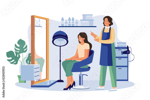 Hairstylist and Female Customer Talking in Hair Salon