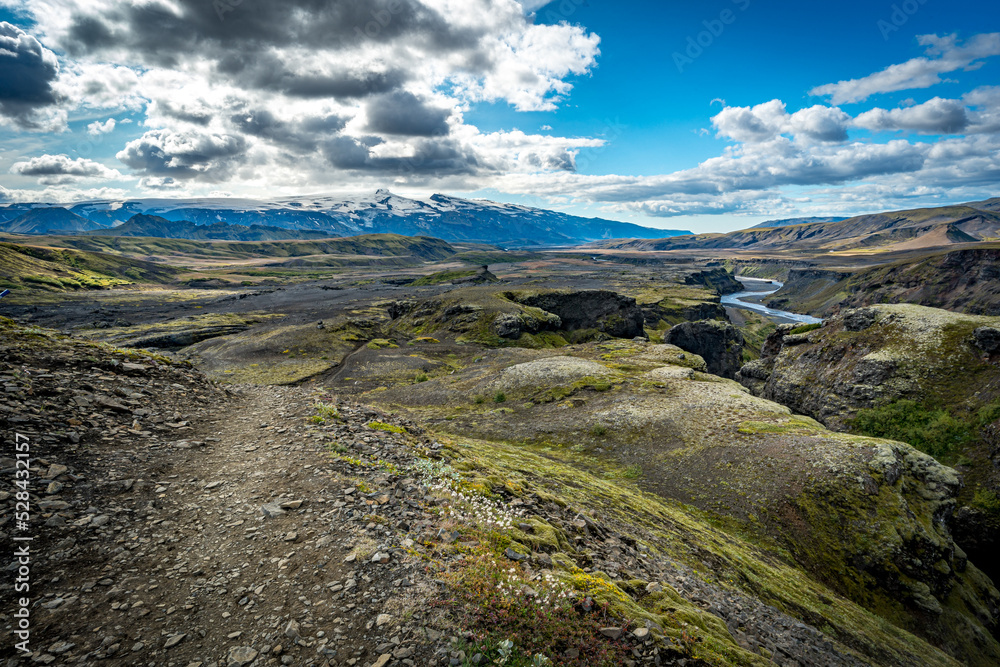 river and country volcanic landscape with rocks, Iceland river and country volcanic landscape with rocks, Iceland
