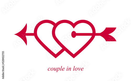 Double two hearts with cupi...