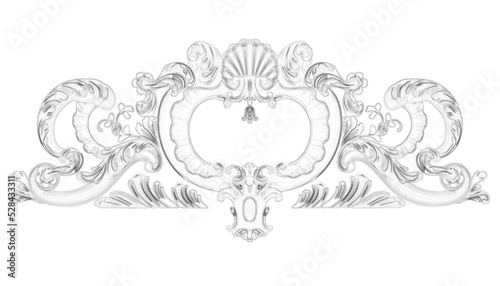 Outline of a decorative ornament from black lines isolated on a white background. Vector illustration.