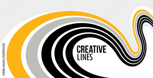 Creative lines vector abstract background, 3D perspective linear graphic design composition, stripes in dimensional rotation poster or banner.