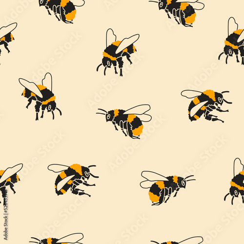Print op canvas Flying puffy bumblebees or Bees