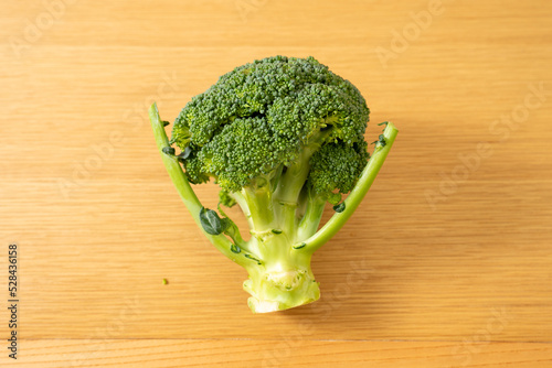 broccoli on wooden table