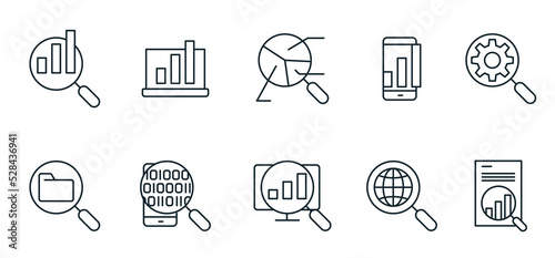Set of vector linear icons Analytics