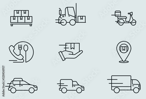 Set of vector linear icons Delivery