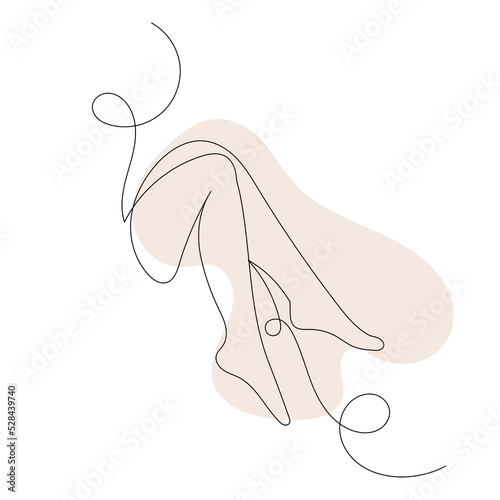 female legs drawing by one continuous line, vector