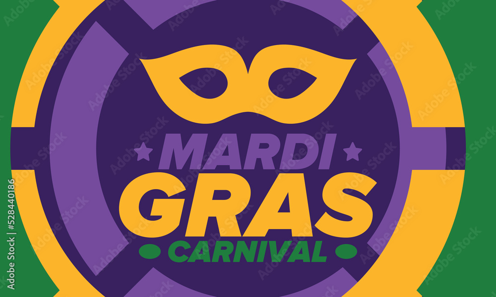 Mardi Gras Carnival in New Orleans. Fat Tuesday. Traditional holiday, celebration annual. Folk festival, costume masquerade, fun party. Carnival mask. Poster, card, banner and background. Vector Mardi Gras Carnival in New Orleans. Fat Tuesday. Traditional holiday, celebration annual. Folk festival, costume masquerade, fun party. Carnival mask. Poster, card, banner and background. Vector