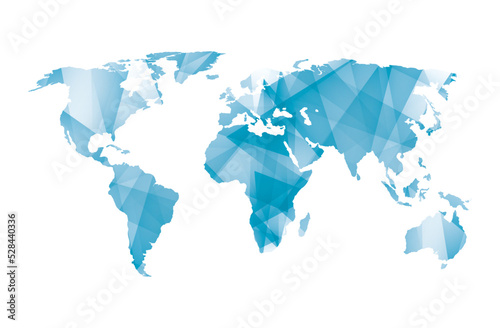 vector illustration of World map with blue colored geometric shapes 