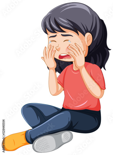 Sad girl crying with face expression