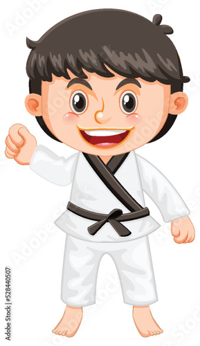 A boy in taekwondo uniform