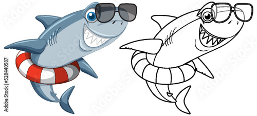 Doodle animal character for shark