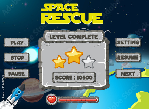 Space game background template and elements