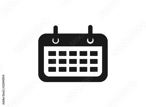 Calendar glyph icon. Simple solid style. Schedule, date, day, plan, symbol concept. Vector illustration isolated on white background. EPS 10.