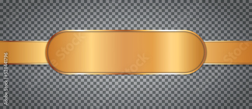 long gold colored ribbon banner with gold frame on transparent background