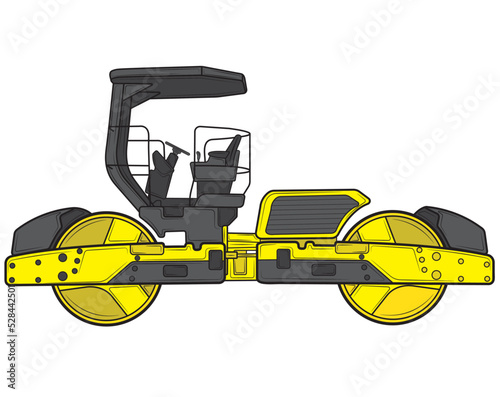 Road roller isolated on white background. Transport for road repair.Vector illustration.