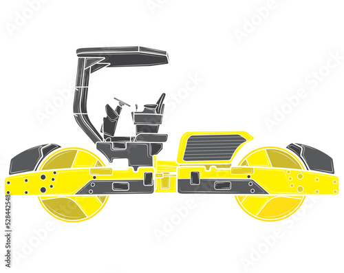 Road roller isolated on white background. Transport for road repair.Vector illustration.