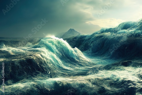 waterfall, beautiful scenery, 3d render, Raster illustration.