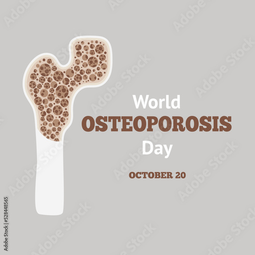 World Osteoporosis Day. Osteoarthritis of human anatomical bones. Information poster about diseases of bone system and osteoporosis to prevent loss of bone density
