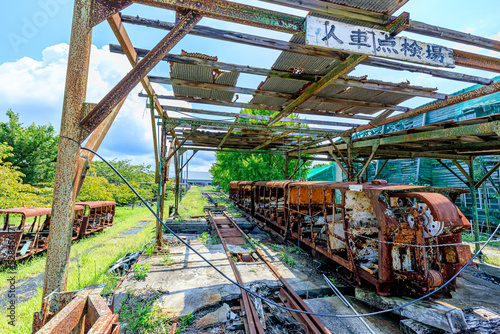 夏の三池炭鉱三川坑跡　人車　福岡県大牟田市　Miike Coal Mine Mikawa Pit Ruins in Summer. Fukuoka-ken Oomuta city. photo