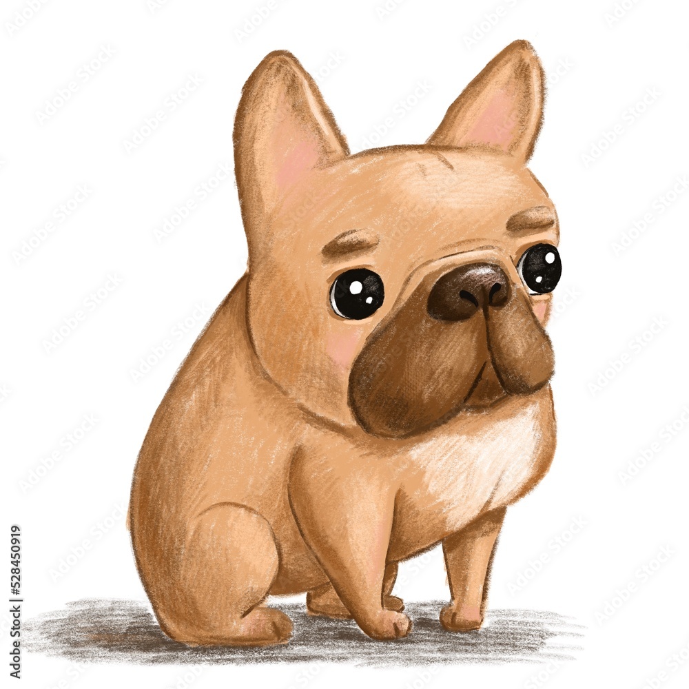 Cartoon funny dog drawing. Cute French bulldog character art Stock Illustration | Adobe Stock Cartoon funny dog drawing. Cute French bulldog character art Stock Illustration | Adobe Stock
