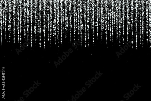 Dark background with silver dots falling from above, particles raining silver dust vector
