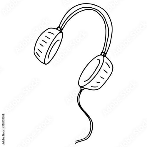 Doodle vector icon of headphones, audio equipment
