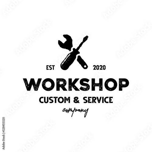 vintage workshop handyman tool service vechicle logo